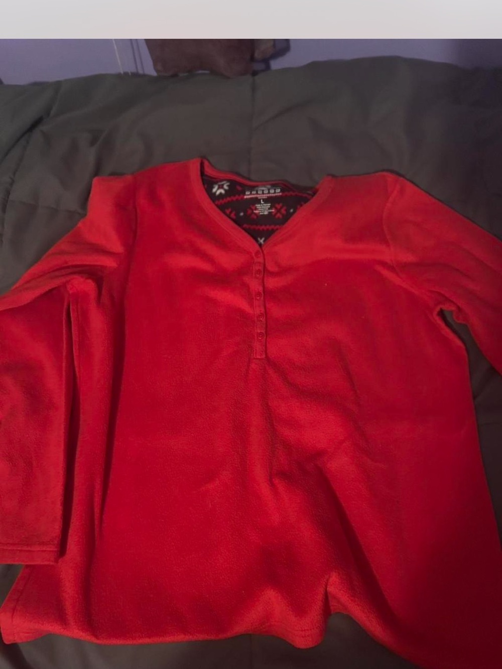Red Henley Pullover Top